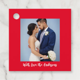 With Love Personalized Photo Square  Favour Tags
