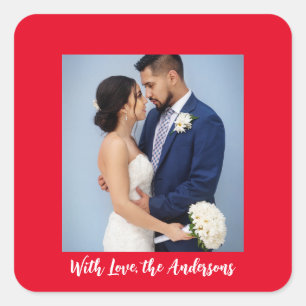 With Love Personalized Photo Square Sticker