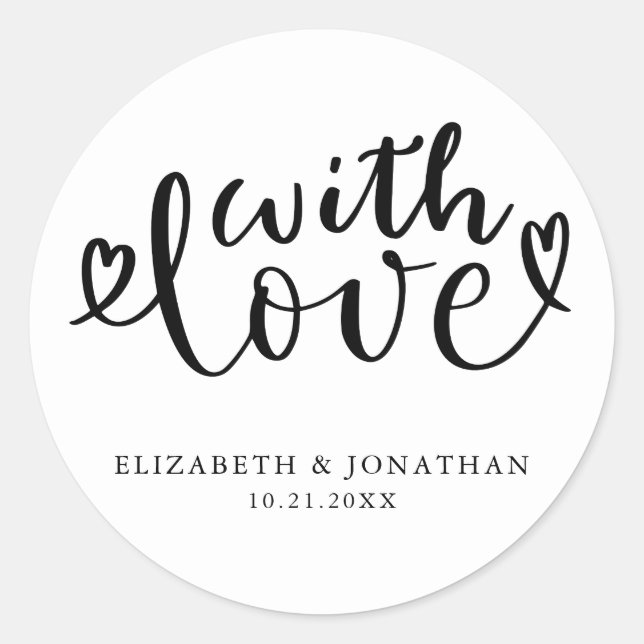 With Love Personalized Wedding Favour Classic Round Sticker (Front)
