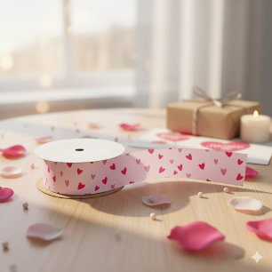 With Love Pink Heart Romantic Gift Wrapping Decora Satin Ribbon