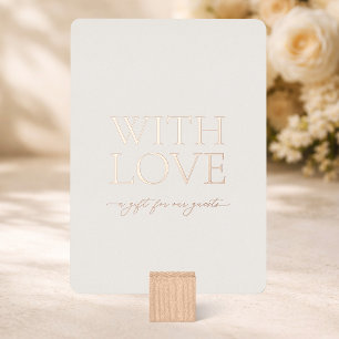 With Love Real Gold Foil Wedding Favours Sign Card