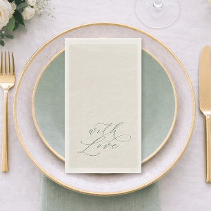 With Love Sage Green Wedding Napkin