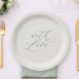 With Love Sage Green Wedding Plates