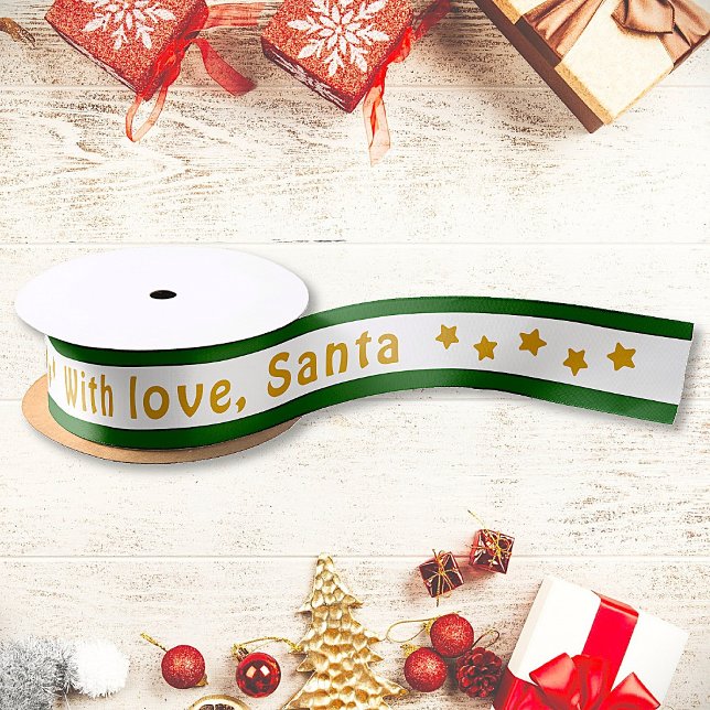 With Love Santa Custom Text Christmas Satin Ribbon (Creator Uploaded)