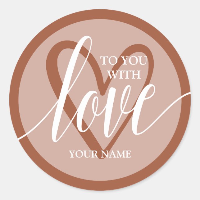 With Love Terracotta Classic Round Sticker (Front)
