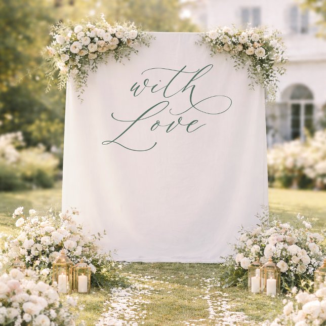 With Love Wedding Photo Backdrop Banner Tapestry (Creator Uploaded)