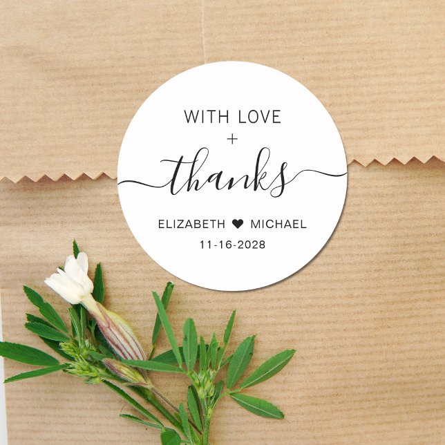 With Love Wedding Thank You Classic Round Sticker (Creator Uploaded)