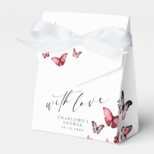 With Love Whimsical Butterfly Pink Thank You Favor Box