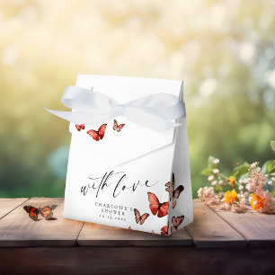 With Love Whimsical Butterfly Red Thank You Favor Box