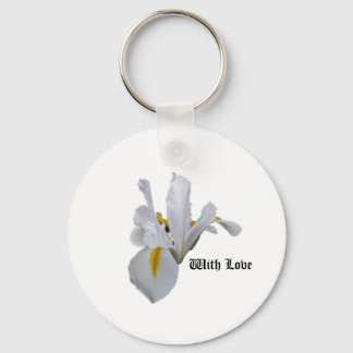 With Love White Iris Keychain