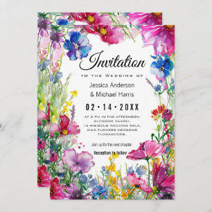 With lovely text at the back Meadow Blooms Invitation