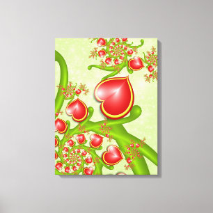 With much Love Red Yellow Hearts Fractal Art Canvas Print