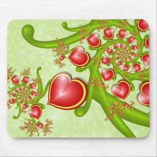 With much Love Red Yellow Hearts Fractal Art Mouse Pad