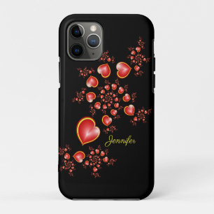 With much Love Red Yellow Hearts Fractal Art Name iPhone 11 Pro Case