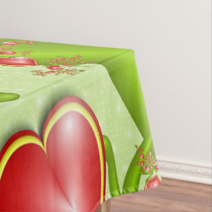 With much Love Red Yellow Hearts Fractal Art Tablecloth