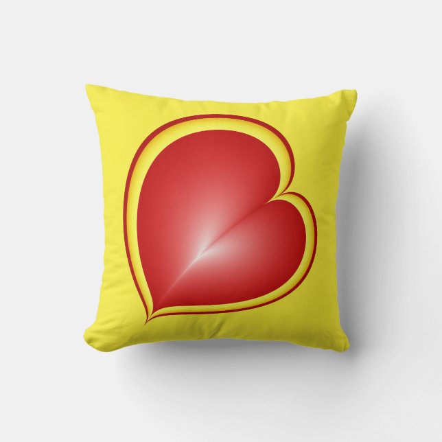 With much Love Red Yellow Hearts Fractal Art Throw Pillow (Front)