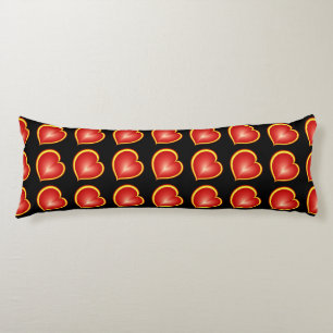 With much Love Red Yellow Modern Hearts Pattern Body Pillow