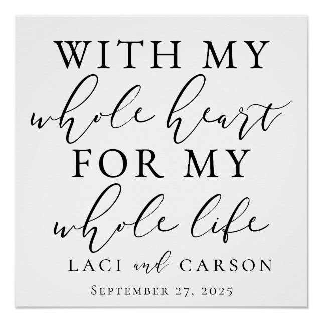 With My Whole Heart Wedding Backdrop Tapestry Poster (Front)