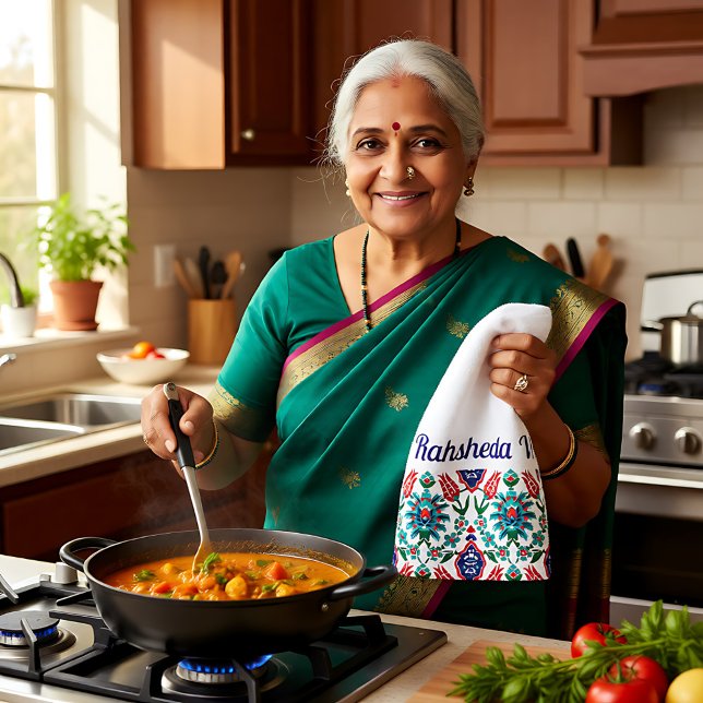With name 💙❤️💚 Beautiful Turkish tiles  Kitchen Towel (With name 💙❤️💚 Beautiful Turkish tiles Kitchen Towel)