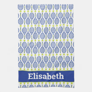 With name 💙🎾blue, green, white tennis🎾 pattern  kitchen towel