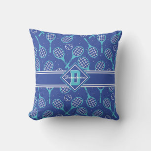 With name 💙🎾blue tennis🎾 pattern throw pillow