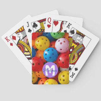 With name /  initial Colourful pickleballs playing Cards