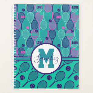 With name Minty and purple tennis rackets  Planner