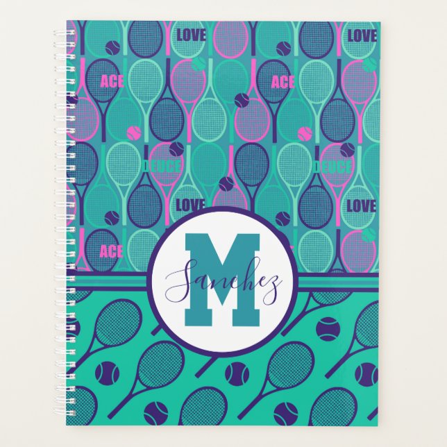 With name Minty and purple tennis rackets  Planner (Front)