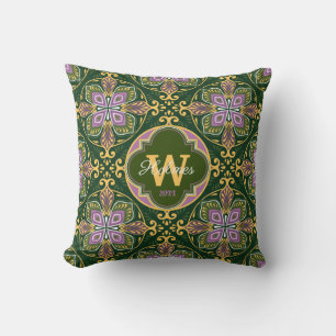 With name Olive and lavender Azulejos Throw Pillow