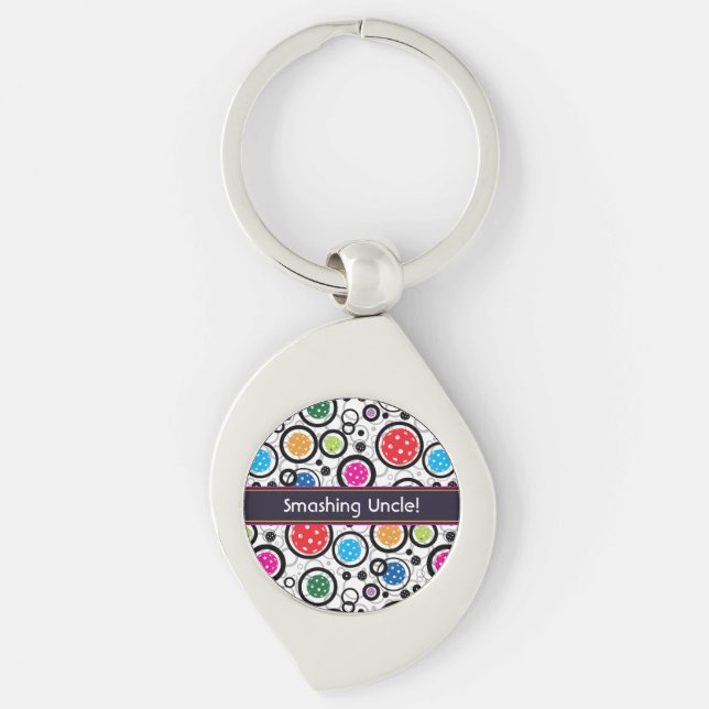 With name Pattern with Pickleballs  Keychain (Front)