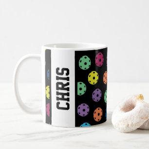 With name Pickleball: more pickleballs on black Coffee Mug