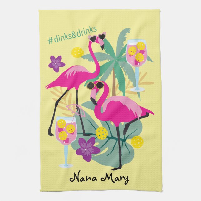 With name Summer Pickleball 🤩Tropical party  Kitchen Towel (Vertical)