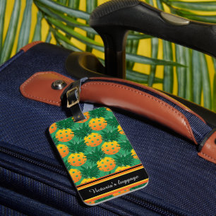 With name sweet pineapple pickleball luggage tag