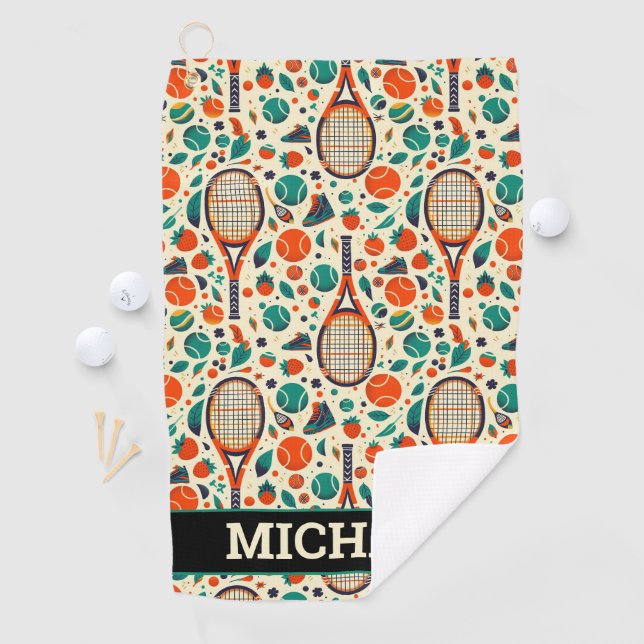 With name 🎾Vintage Tennis Delight🎾 Golf Towel (InSitu)