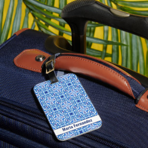 With name 🤍 💙White and blue Porto Azulejos Luggage Tag