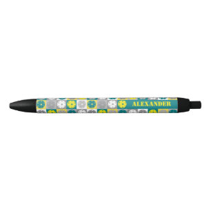 With name Yellow and green Pickleball Black Ink Pen