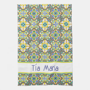 With name💛💙💚Stunning blue and yellow Azulejos Kitchen Towel