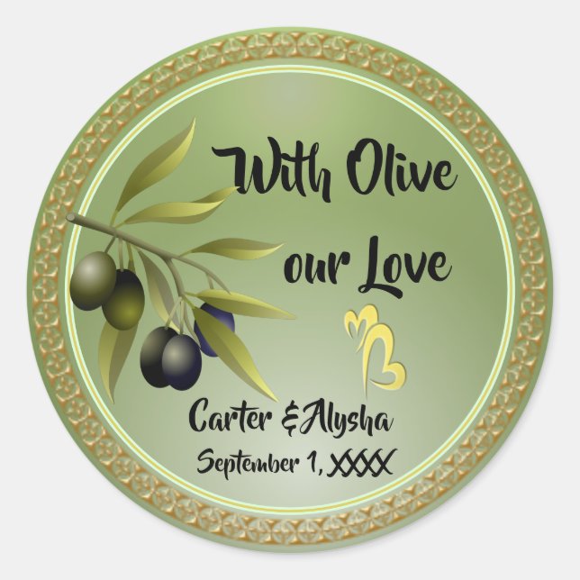 With Olive our Love Personalized  Classic Round Sticker (Front)