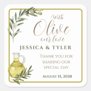 With Olive Our Love Wedding Bottle Label OL001sq