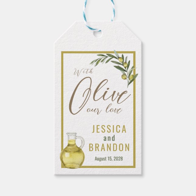 With Olive Our Love Wedding Bottle Label OL005tr (Front)