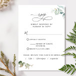 With/Out Meal Choices Elegant Greenery  RSVP Card<br><div class="desc">Elegant RSVP card with the ability to add or remove entrée choices or add dietary needs. Design with exquisite watercolor corner Eucalyptus leaves and modern elegant hand-written calligraphy details. Back with delicate watercolor stains in green hues detail. Part of our "Elegant Greenery Eucalyptus wedding and events" collection, with a variety...</div>