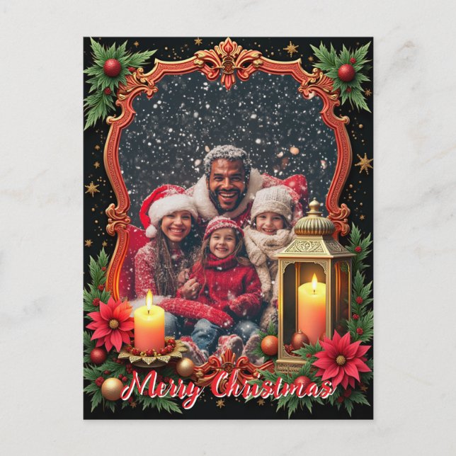 With own photo Golden Glow Greetings Holiday Postcard (Front)