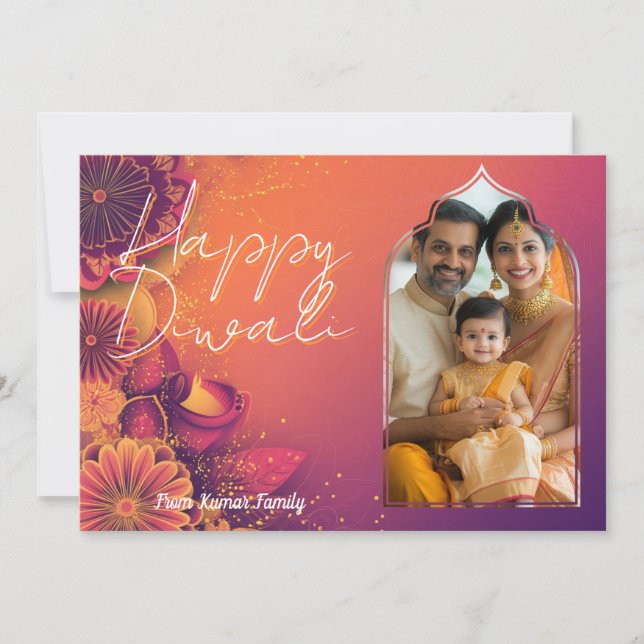 With Photo & custom text Festival Flame card (Front)