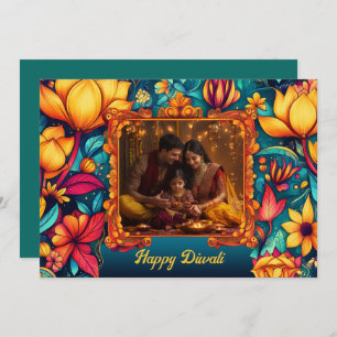 With Photo & custom text Floral Joy Diwali