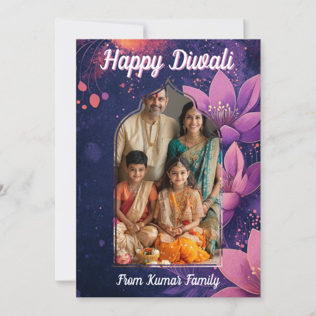 With Photo & custom text Glow & lotus, card (Front)