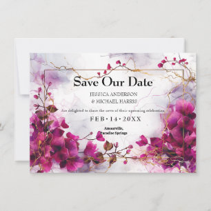 With photo Fuchsia Enchantment: Watercolor Save The Date