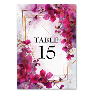 💍With photo Fuchsia Enchantment Watercolor  Table Number