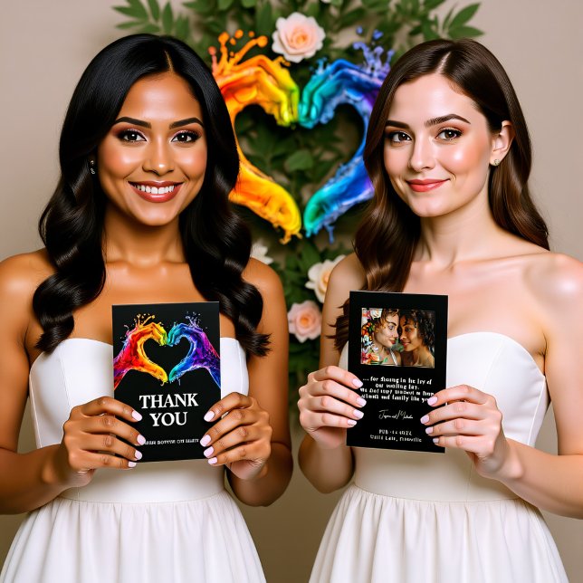 🌈❤️With Photo Heart of Pride wedding Thank You Card (With Photo Heart of Pride wedding Thank You Card)