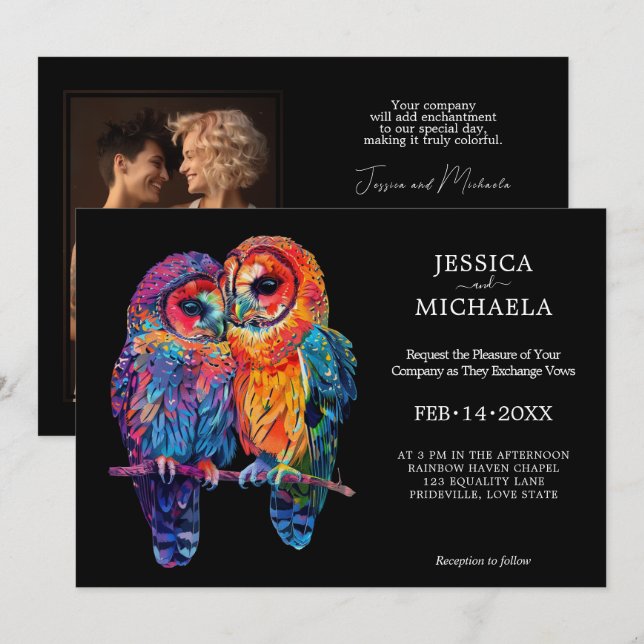 🌈 With photo LGBTQ  Eternal Unity wedding  Invitation (Front/Back)