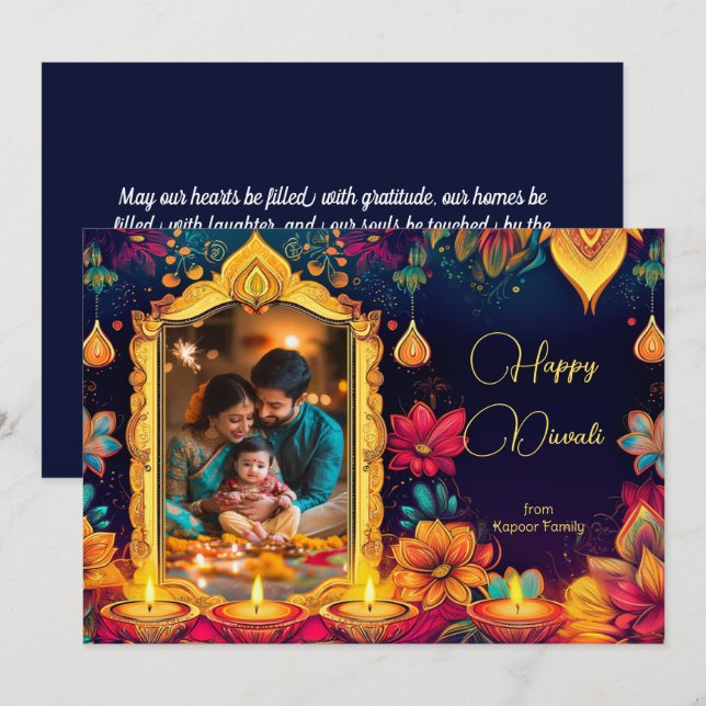 With Photo Radiant Diwali Family Greeting (Front/Back)